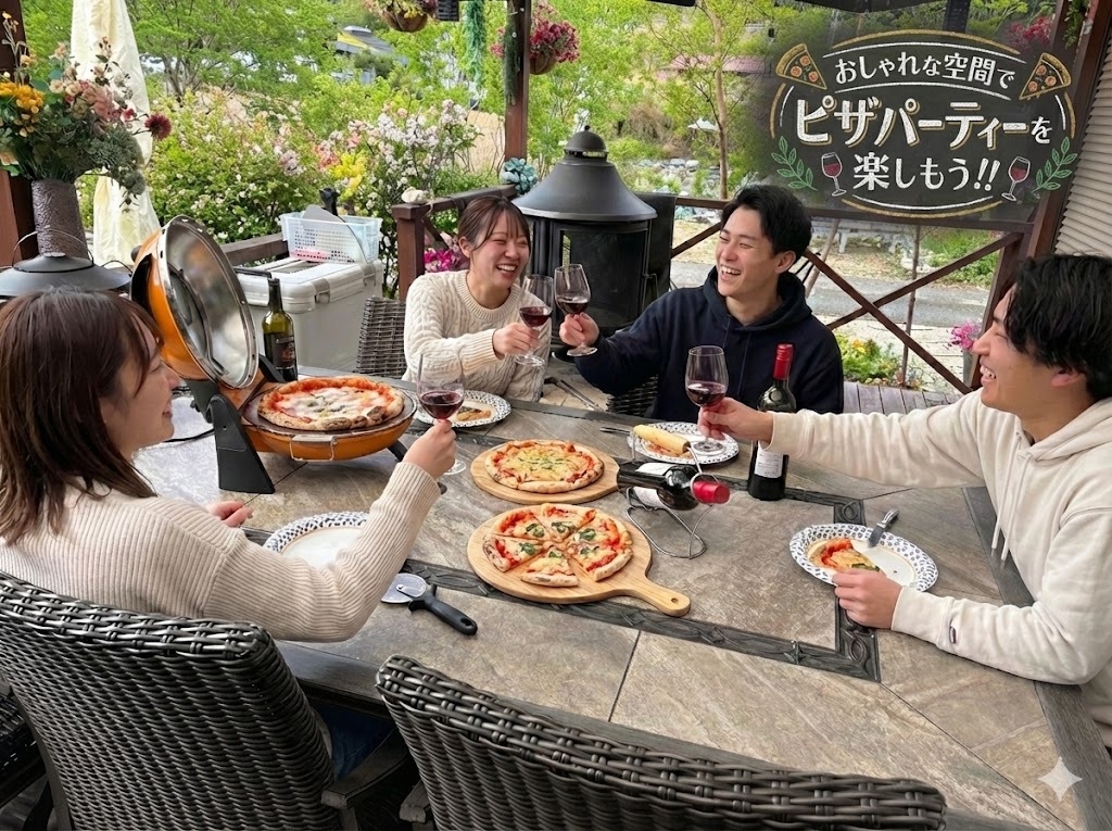 【最大５名様】川遊び・カフェ空間で遊び尽くす！！　リバーサイド・グランピングプラン（ピザ体験付）