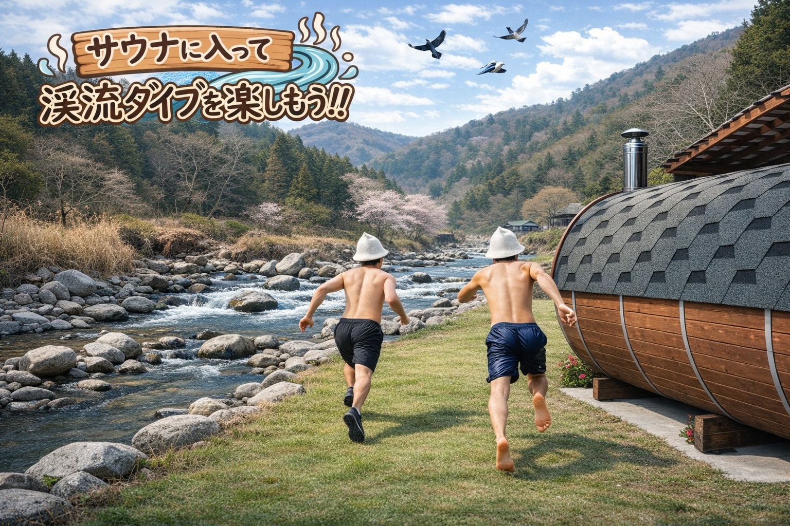 バレルサウナの眼前は渓流