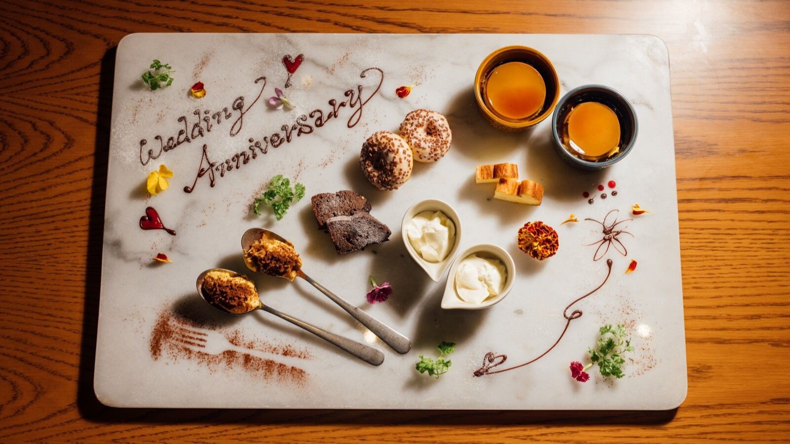 【2食付】記念日におすすめ 大理石プレートにお好きなメッセージを添えて全7品 18時開始