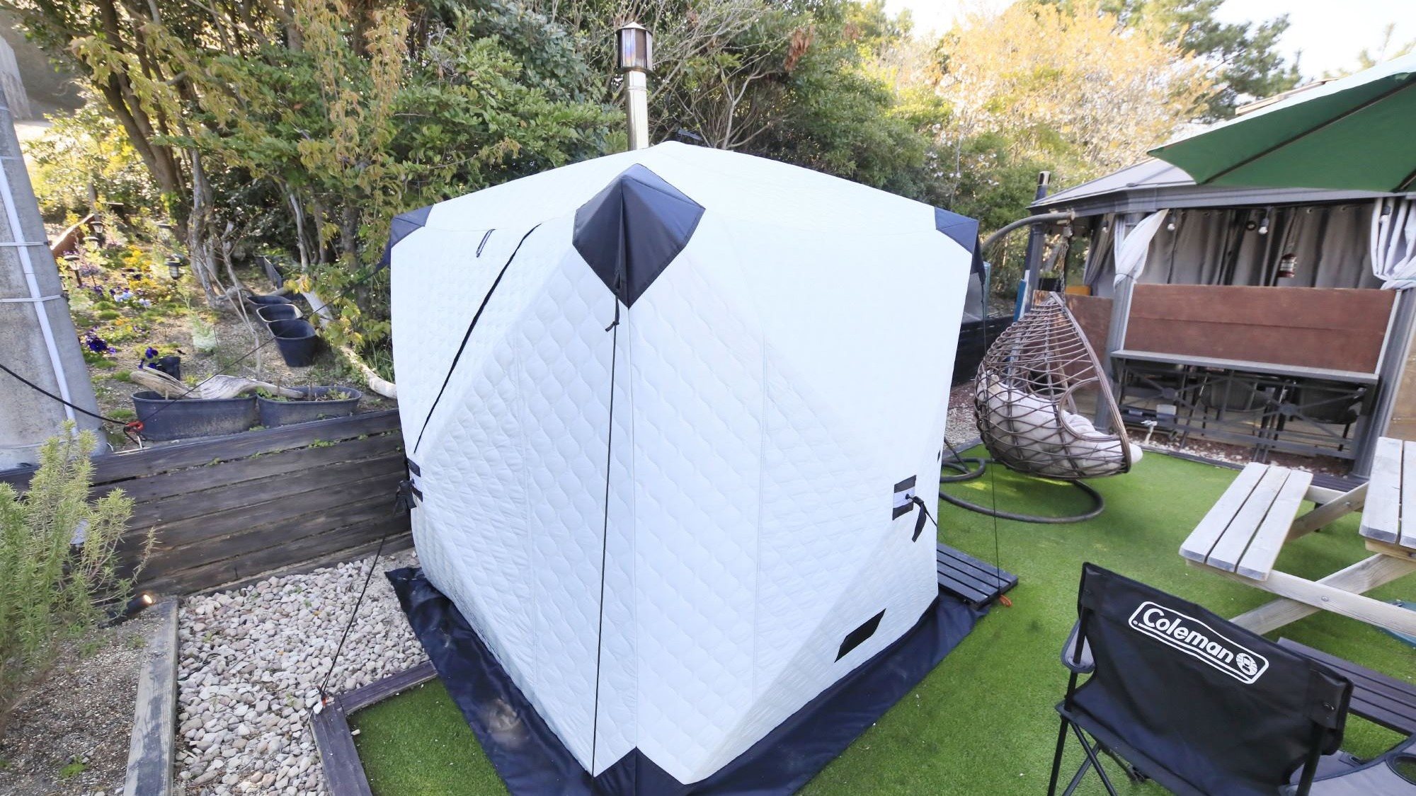 ◆大自然の中のテントサウナ。ジャグジーも完備しており「ととのう」を体験できます！