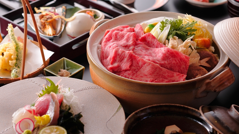 【二食付】国産黒毛和牛しゃぶしゃぶ鍋懐石ディナー（グループホテルで夕食/送迎有）
