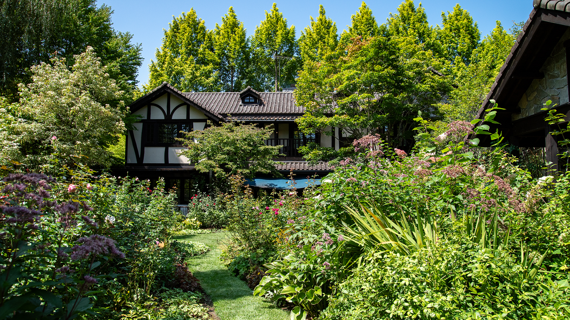 *プライヴェートガーデン/鮮やかな緑にたくさんの種類の花が咲き揃います