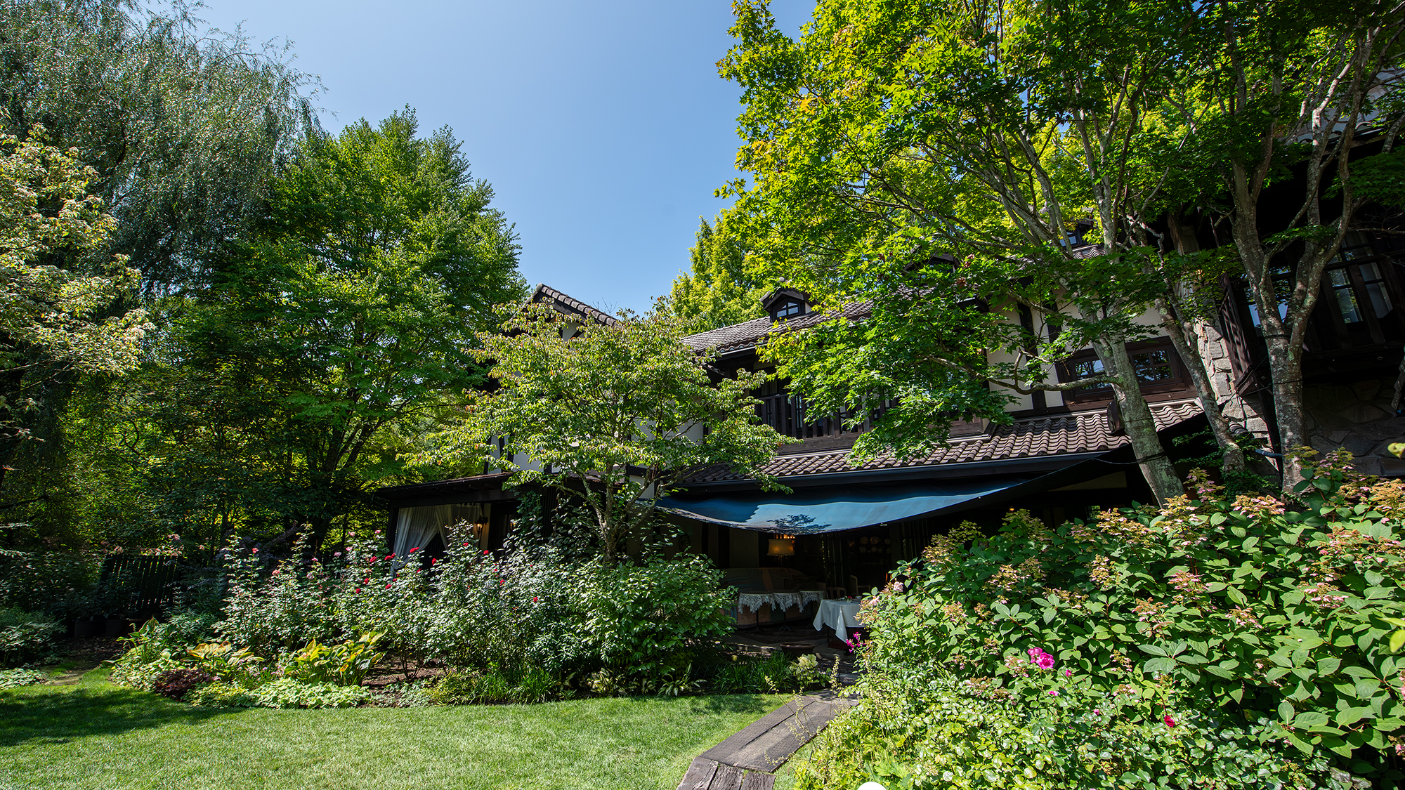 *プライヴェートガーデン/鮮やかな緑にたくさんの種類の花が咲き揃います