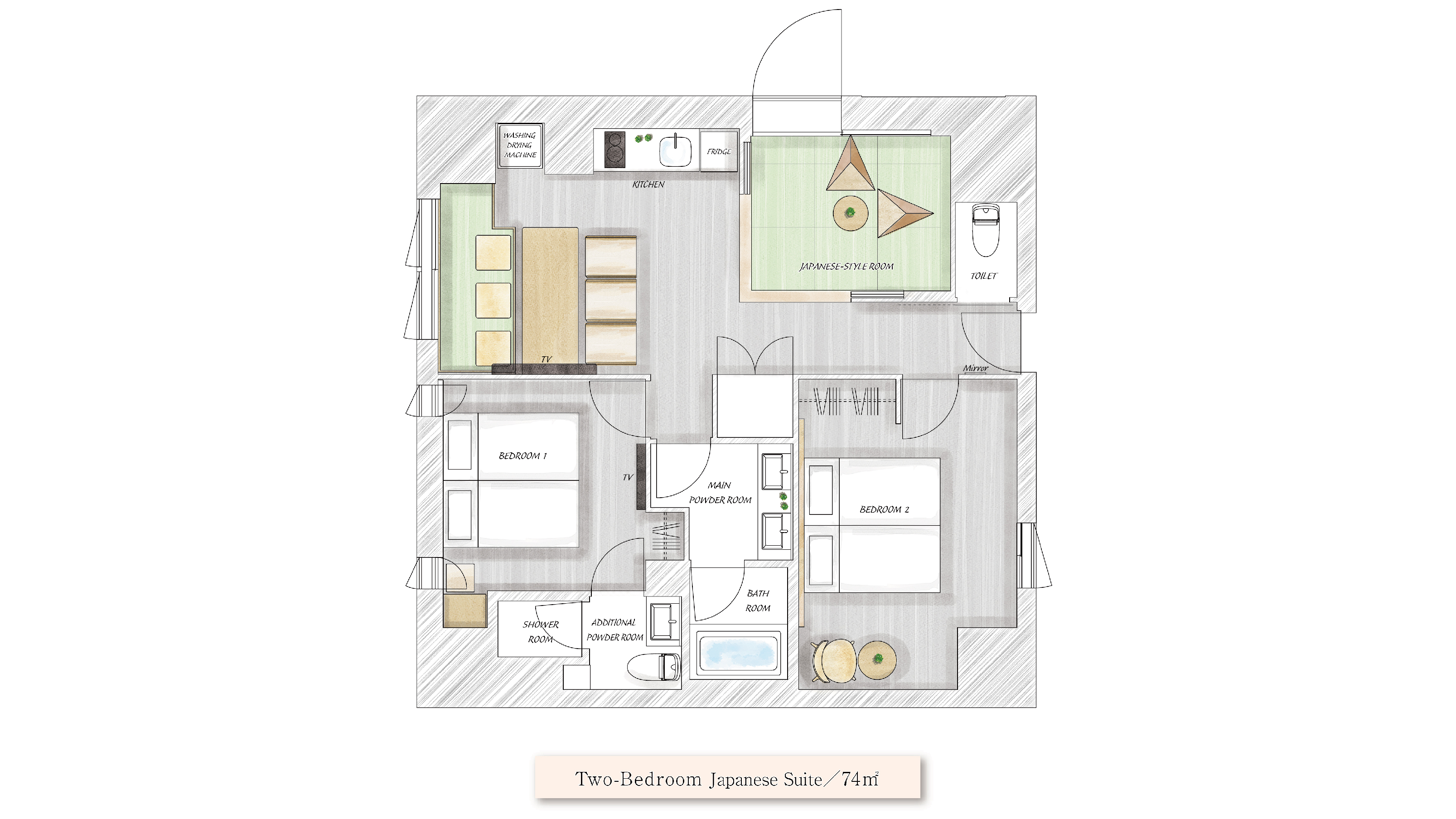 2ベッドルームジャパニーズスイート  間取図