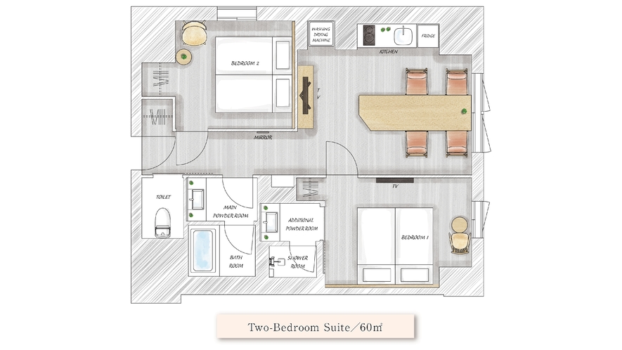 2ベッドルームスイート　間取図