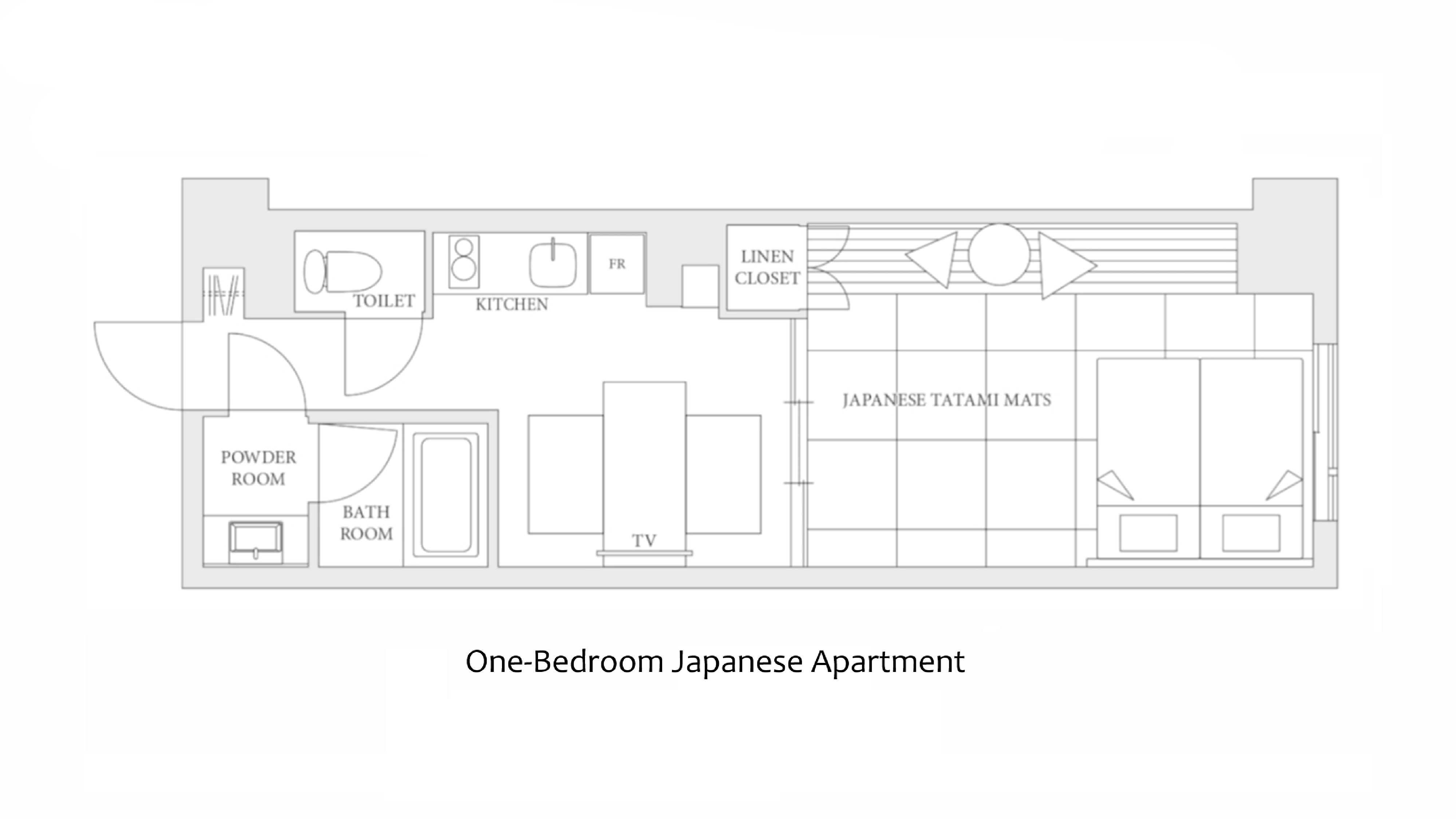 1ベッドルームジャパニーズアパートメント間取り図