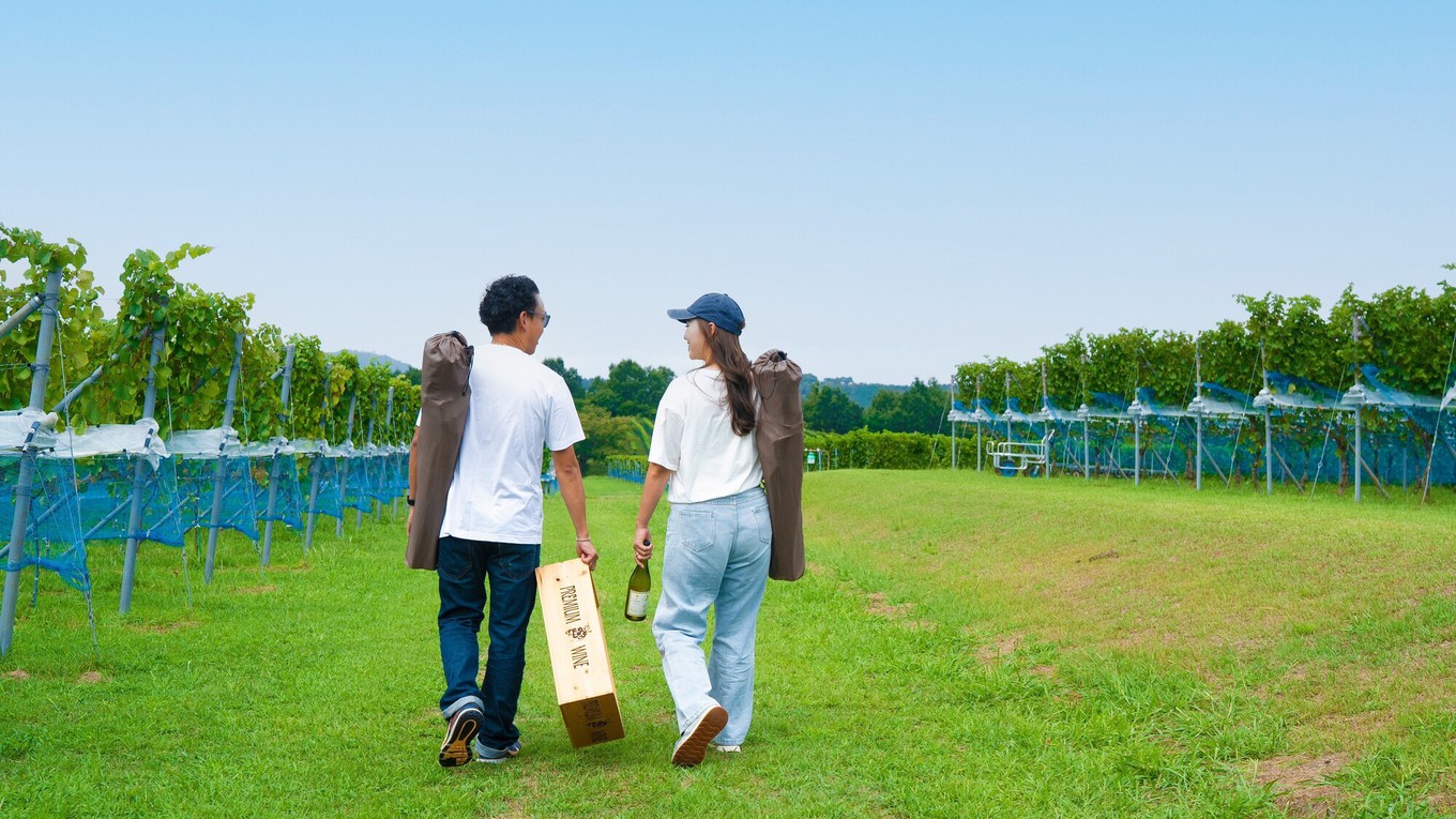 ぶどう畑でチェアリング（１泊２食ワイナリーBBQ）