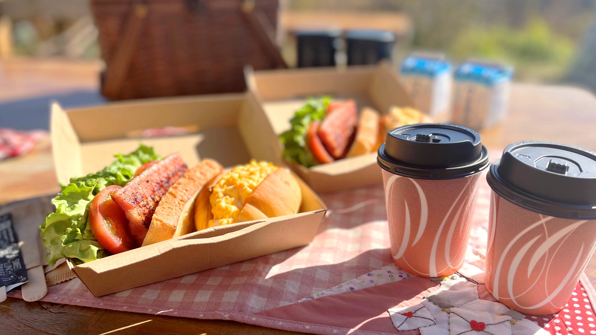 朝ごはんは持ち運び可能なモーニングバスケット♪宿泊4日前までにご連絡下さい