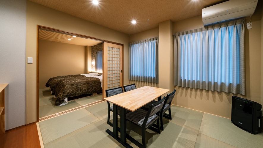 *【お部屋一例】ツインベッドルーム(6畳)+寛ぎスペース（7畳）のゆったりとしたお部屋です。