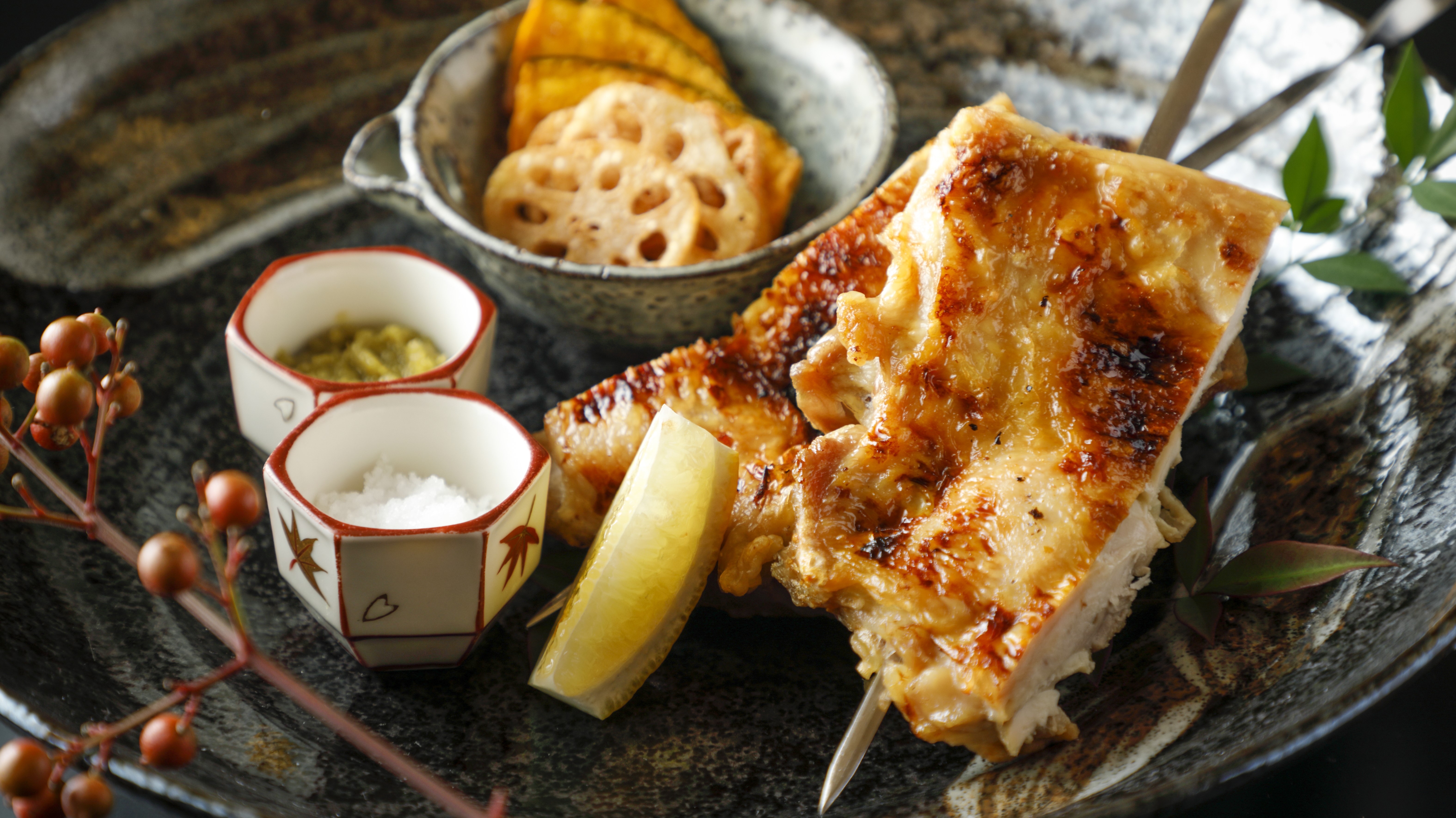【夕食】アラカルト 鶏塩焼き