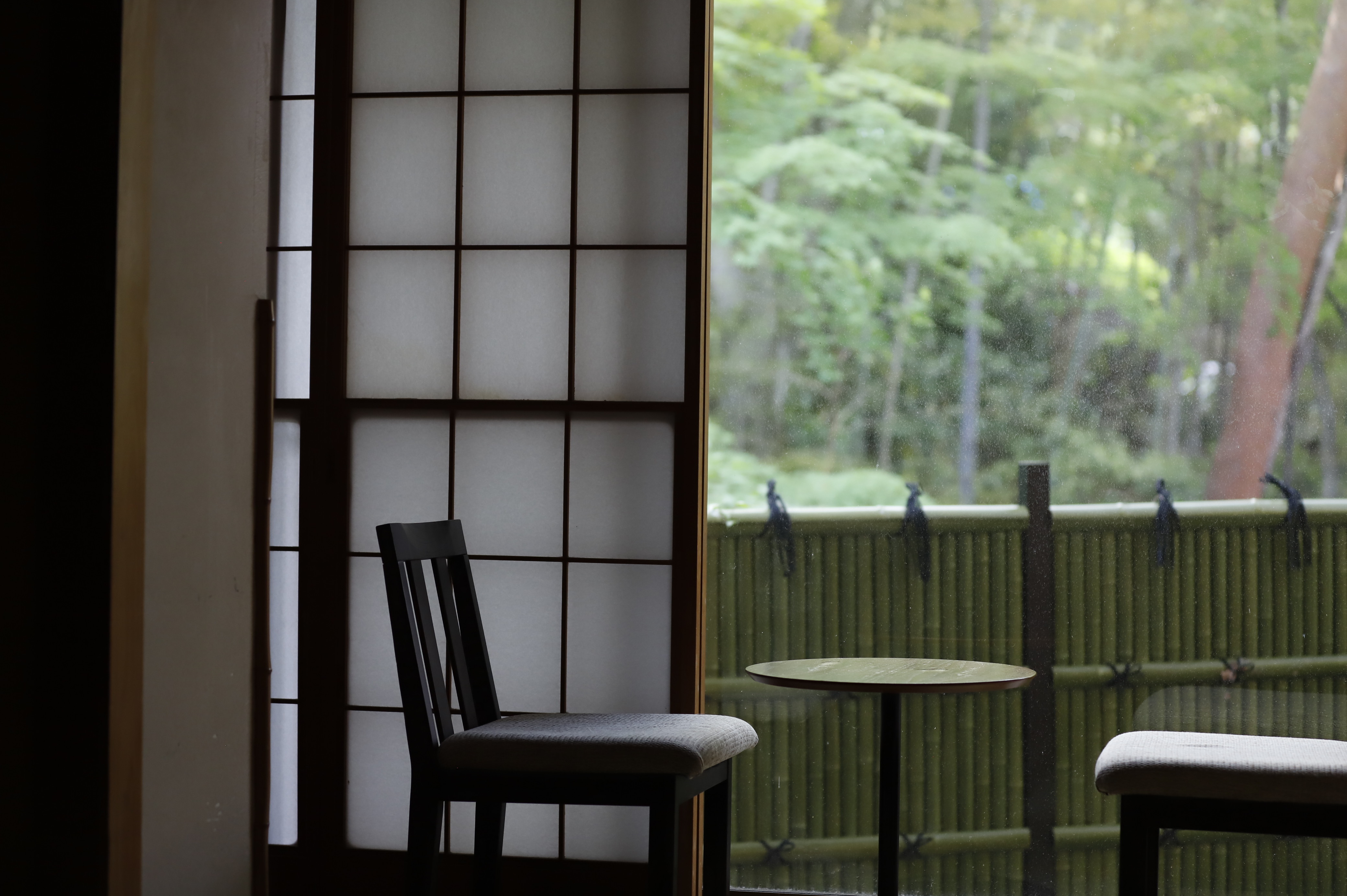 みずみずしい緑を眺めながらほっと一息