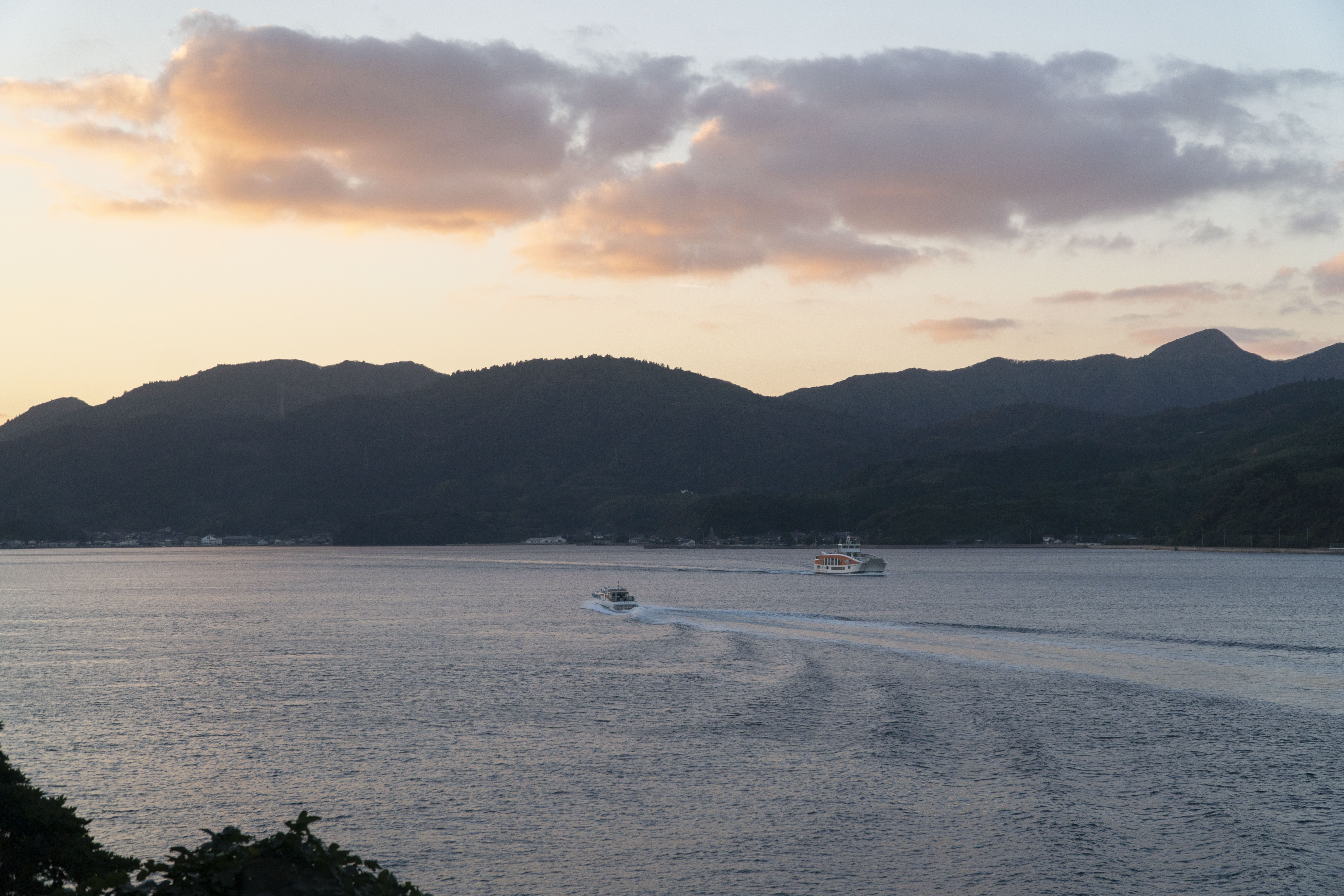 フェリーと内航船が交差する景色
