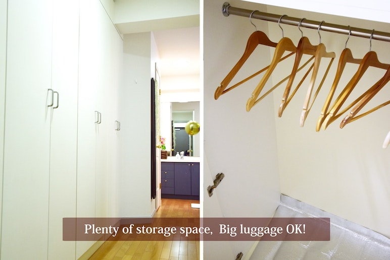 Convenient closet and storage space.