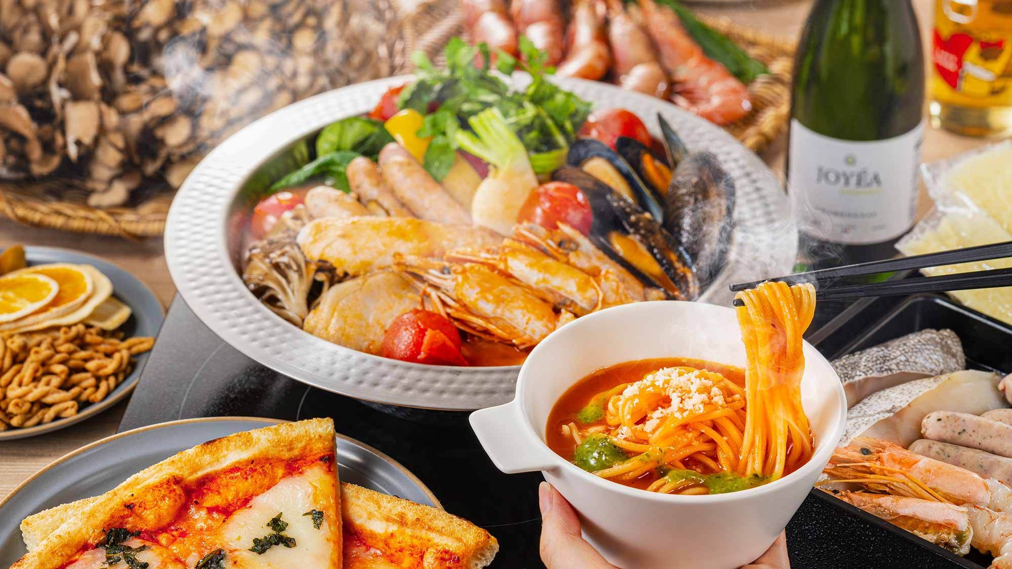 【夕朝付】夕食はすき焼きor鉄板焼きorトマト鍋／朝食は和・洋選べるセット　※1予約1種