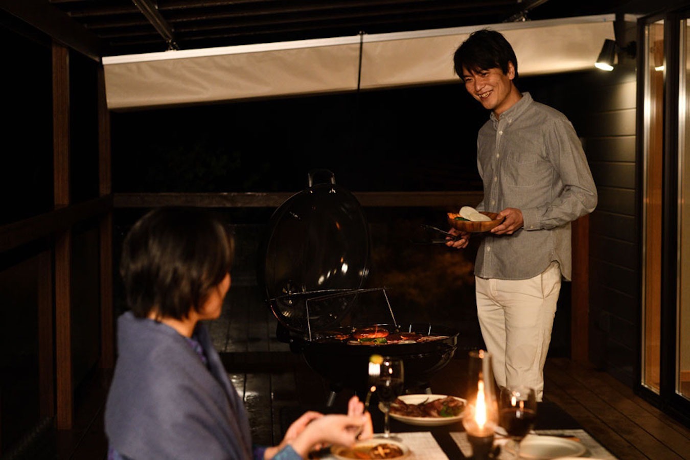 夜にはウッドデッキから満点の星をご堪能いただけます。望遠鏡もご用意ございますので、鴨川の星空を...