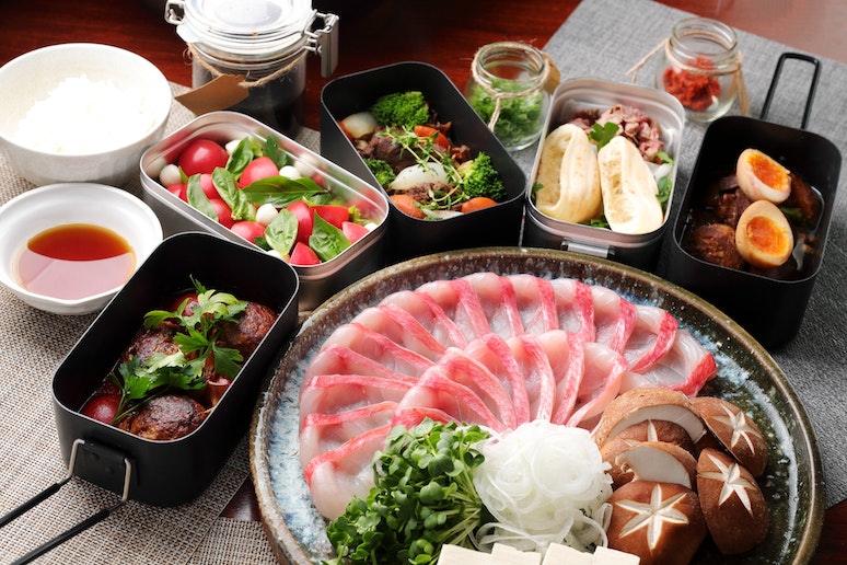 夕食(金目鯛しゃぶしゃぶ+メスティン)