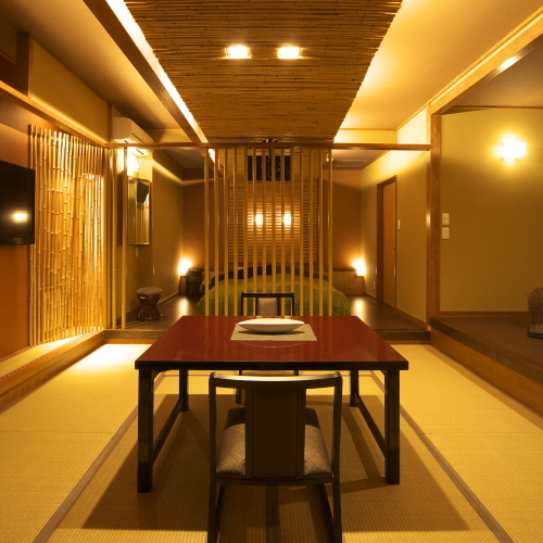 Opened in April 2012 Guest room with open-air bath "Tenmoku"