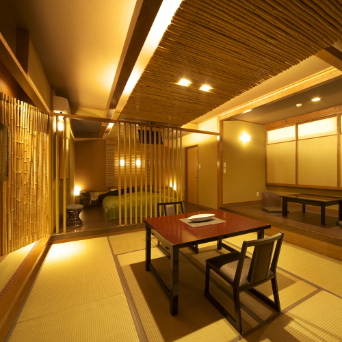 Opened in April 2012 Guest room with open-air bath "Tenmoku"