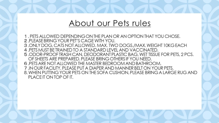 our rules for your pets