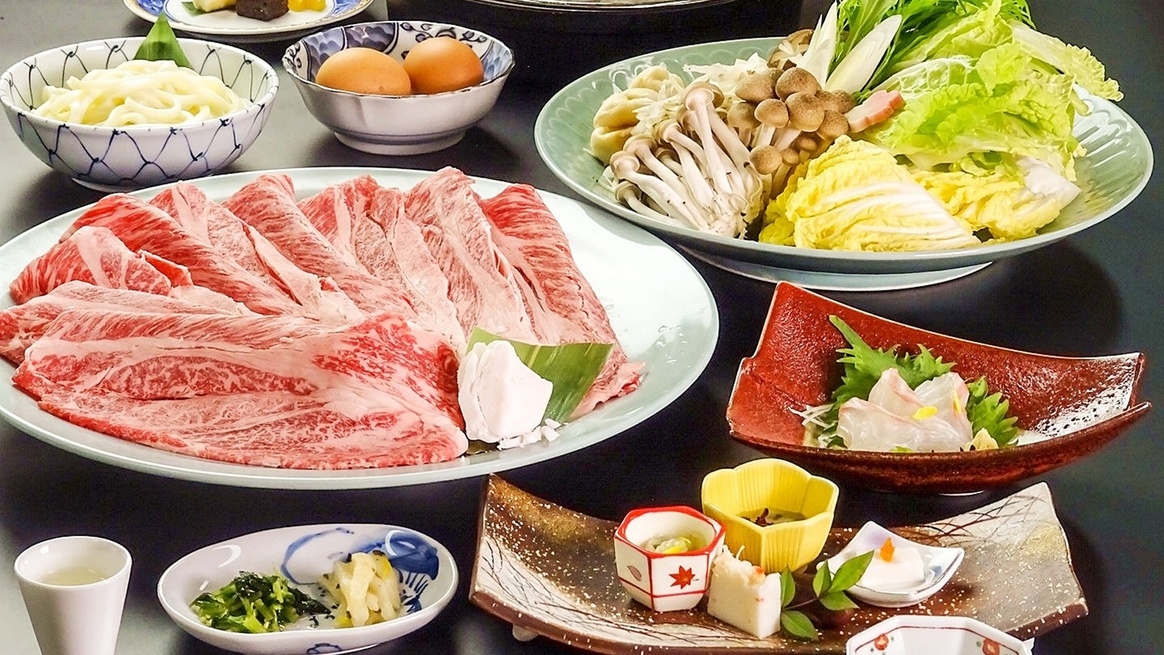 【淡路牛すきやき会席】淡路島のブランド牛を甘辛のすき焼きでゆっくり満喫！