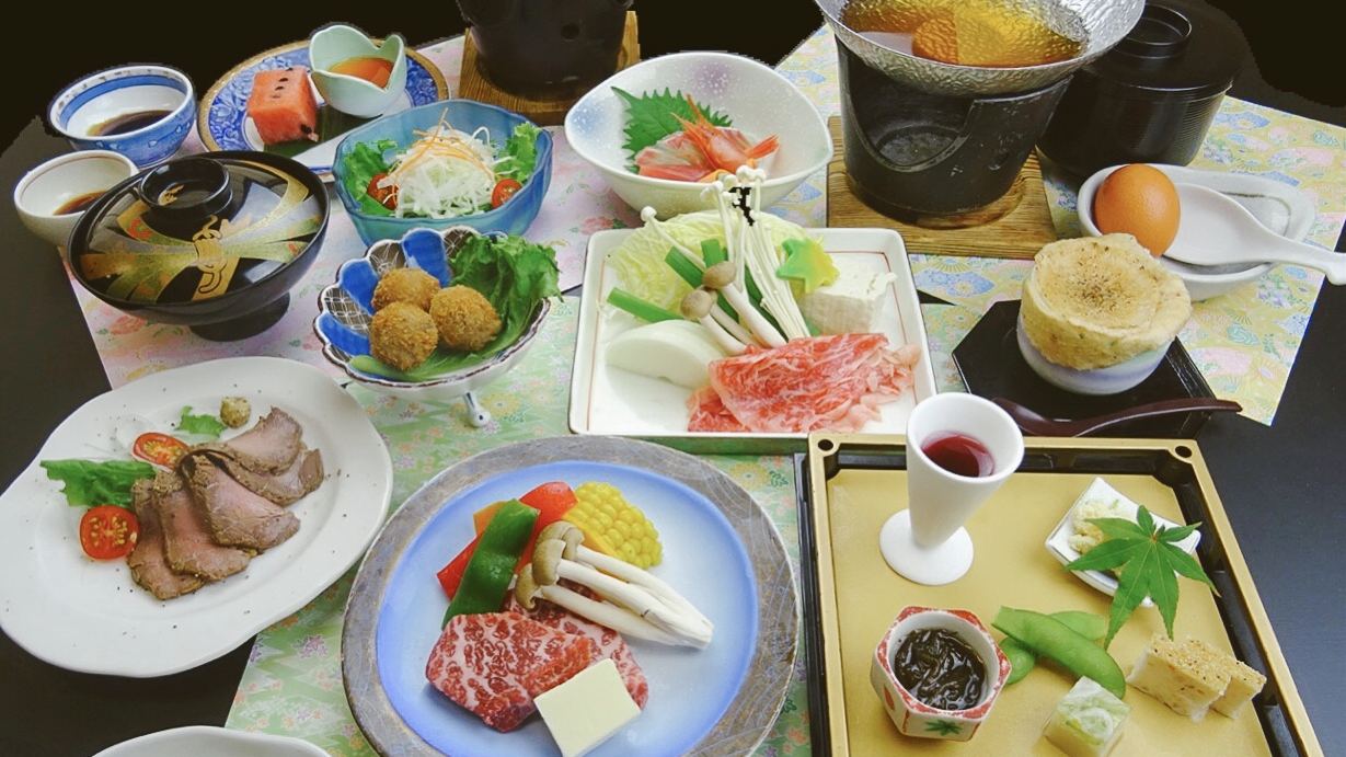 *淡路牛尽くし会席（一例）ステーキ&times;すき焼き&times;ローストビーフ