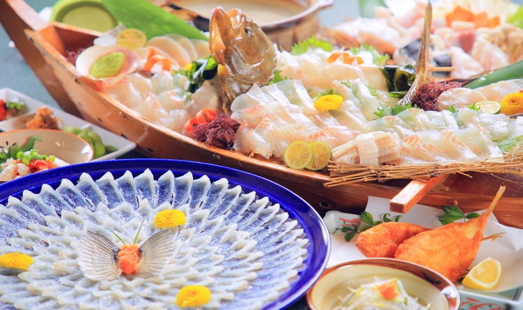 【ふぐ料理＆丸ごと豪快シリーズ】ふぐ・ワタリ蟹・あわび・旬魚お造りと盛り沢山♪たらふくプラン