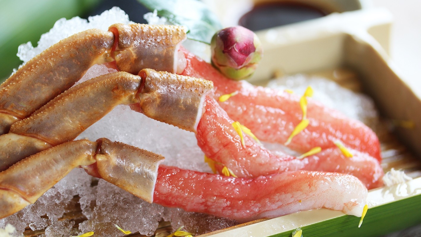 【昼食】【冬旅◆松葉ガニ】★おすすめフルコース★≪ゆでガニ2/1枚&カニ刺し&カニ宝楽焼&カニ鍋≫