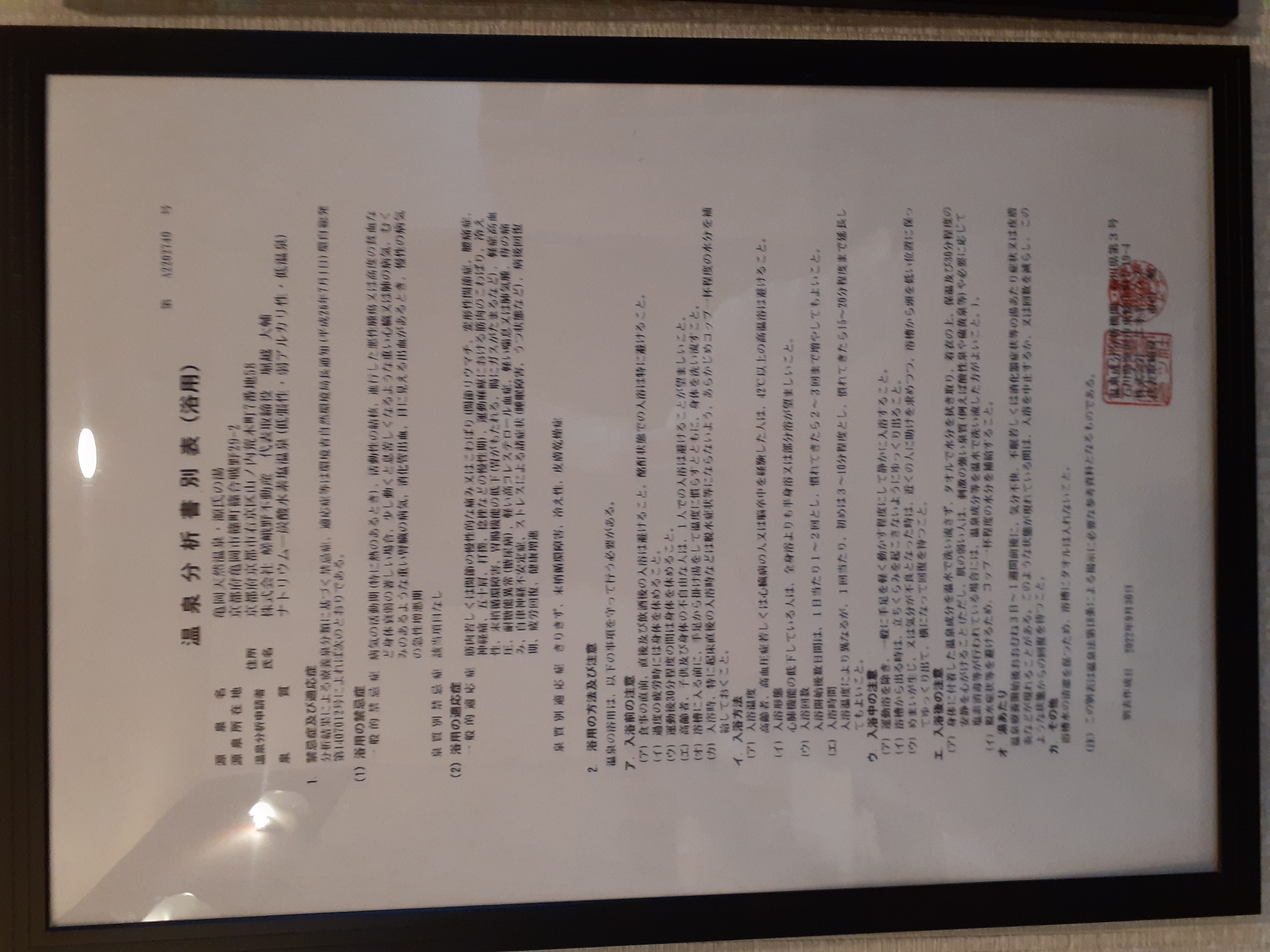 温泉分析書別表