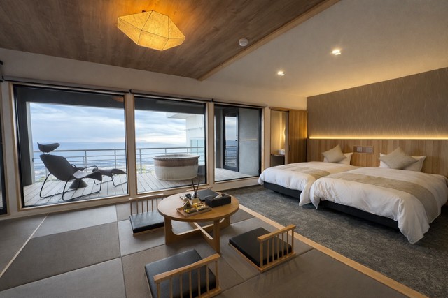 【禁煙】1F和洋室【半露天風呂付】広々46平米【定員5名】