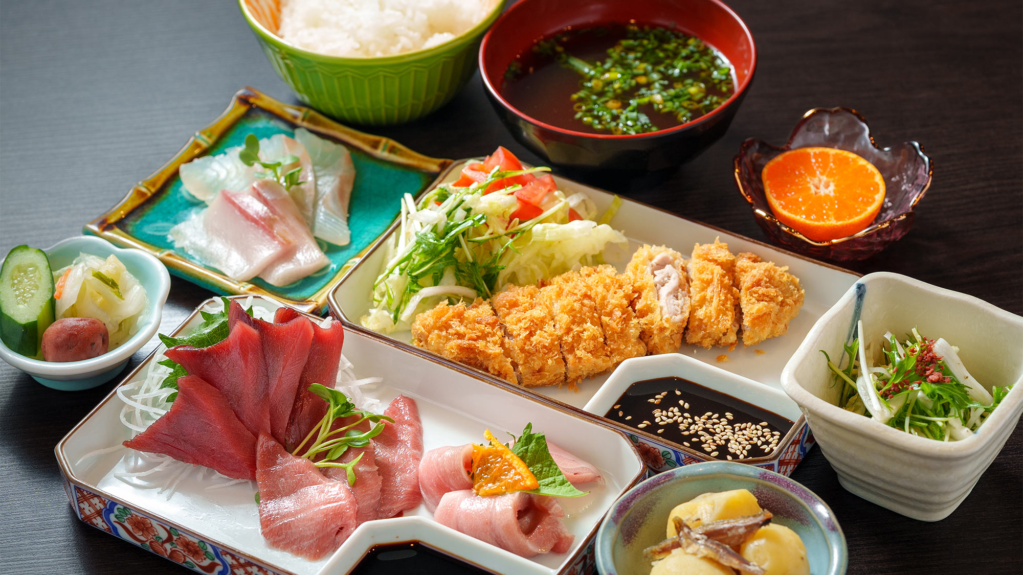 ・【夕食】熟成生本マグロコース/前菜・熟成本マグロと地魚刺身・主菜 マグロ好きにおすすめのコース