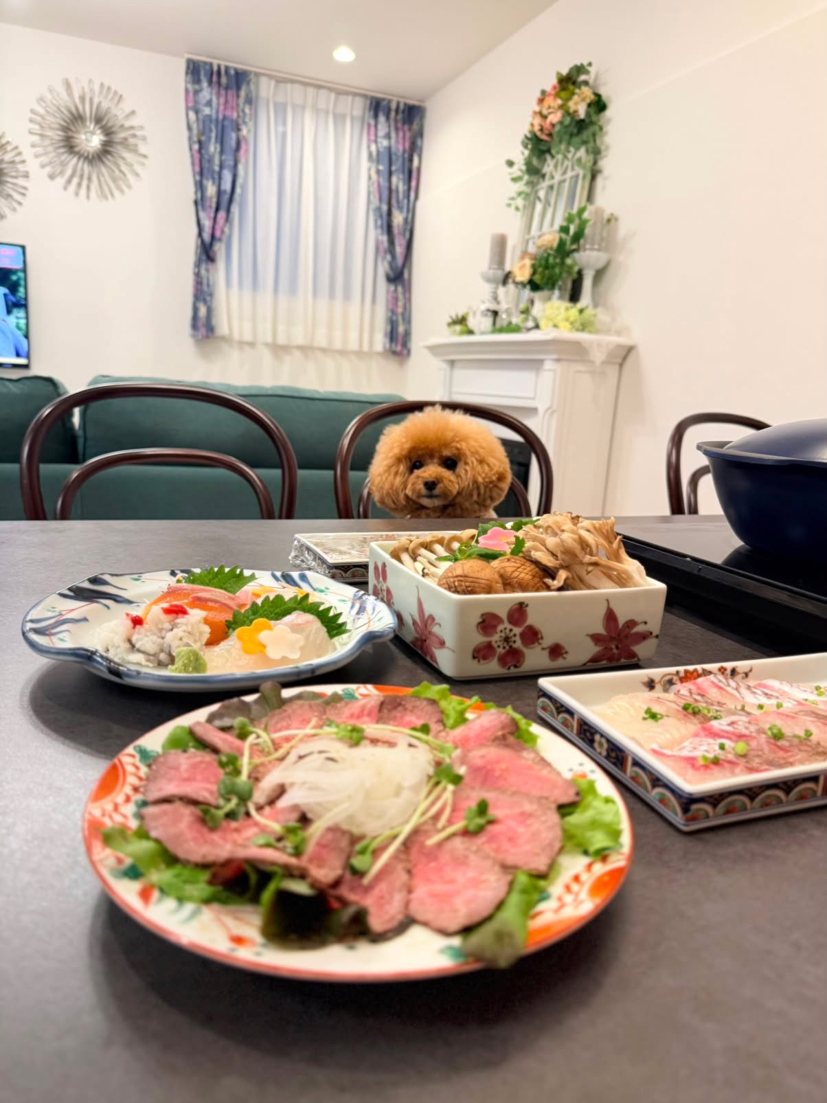 【部屋食】愛犬とお部屋で鯛しゃぶ鍋・お刺身・淡路牛ローストビーフ＆無料朝食付き