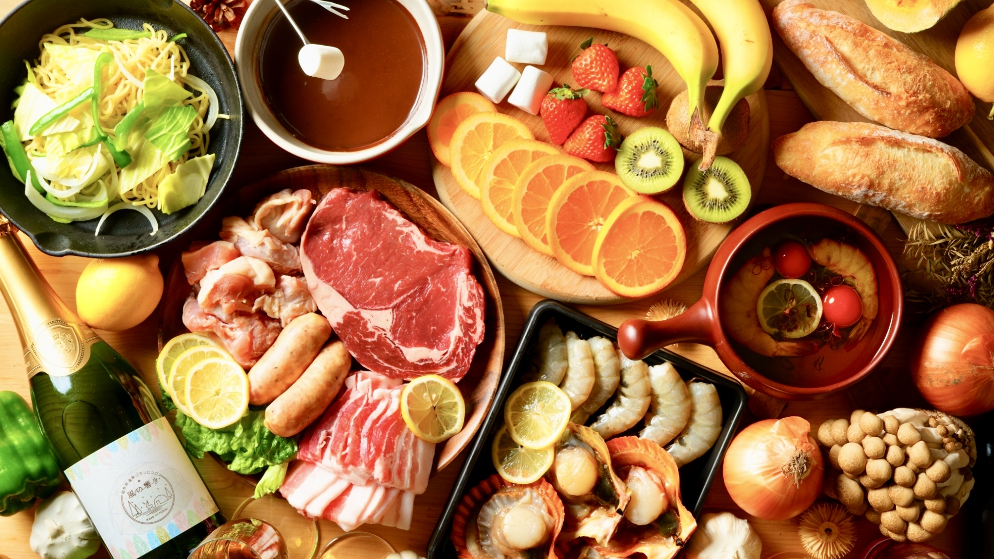 夕食全体　上から