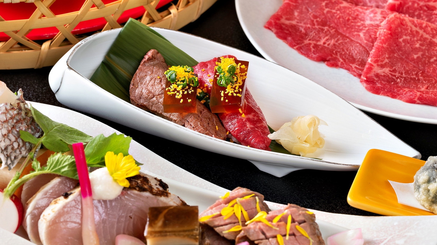 【特選飛騨牛会席“春”/1泊2食】〜とろける肉質「A5飛騨牛」料理5品と春の味覚に舌鼓〜