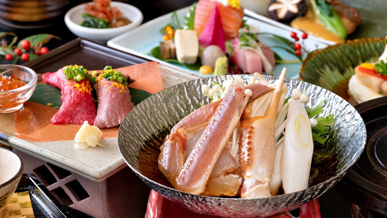 【直前割/基本会席】お一人様1100円OFF！蟹すき鍋に飛騨牛握り“恵那×北海道フェア”