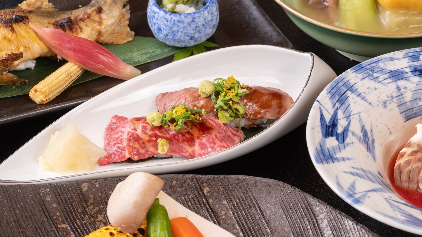 【特選飛騨牛会席”夏”/1泊2食】岐阜の逸品「A5飛騨牛」を満喫〜にじみ出る甘さ、とろける肉質〜
