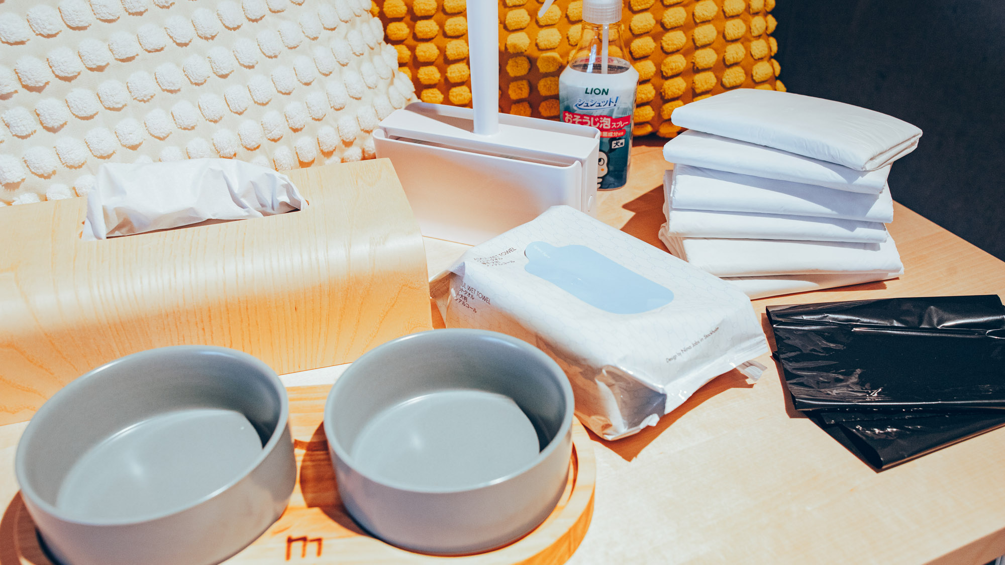 ワンちゃん用のアメニティも充実。手ぶらで快適に楽しめる愛犬ステイ。