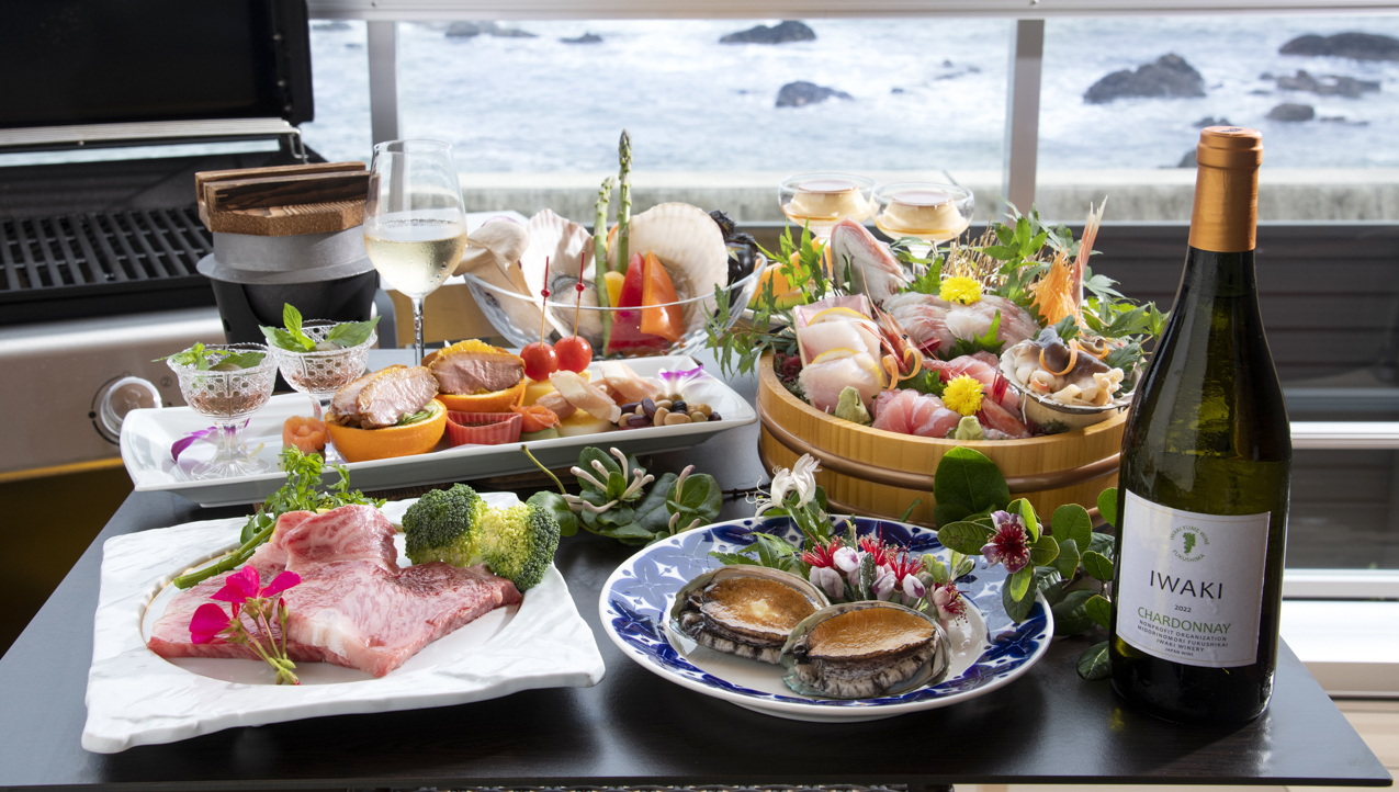 【鮑（あわび）と常陸牛！】1泊2食 海と空と…を満喫できる１番人気のプラン