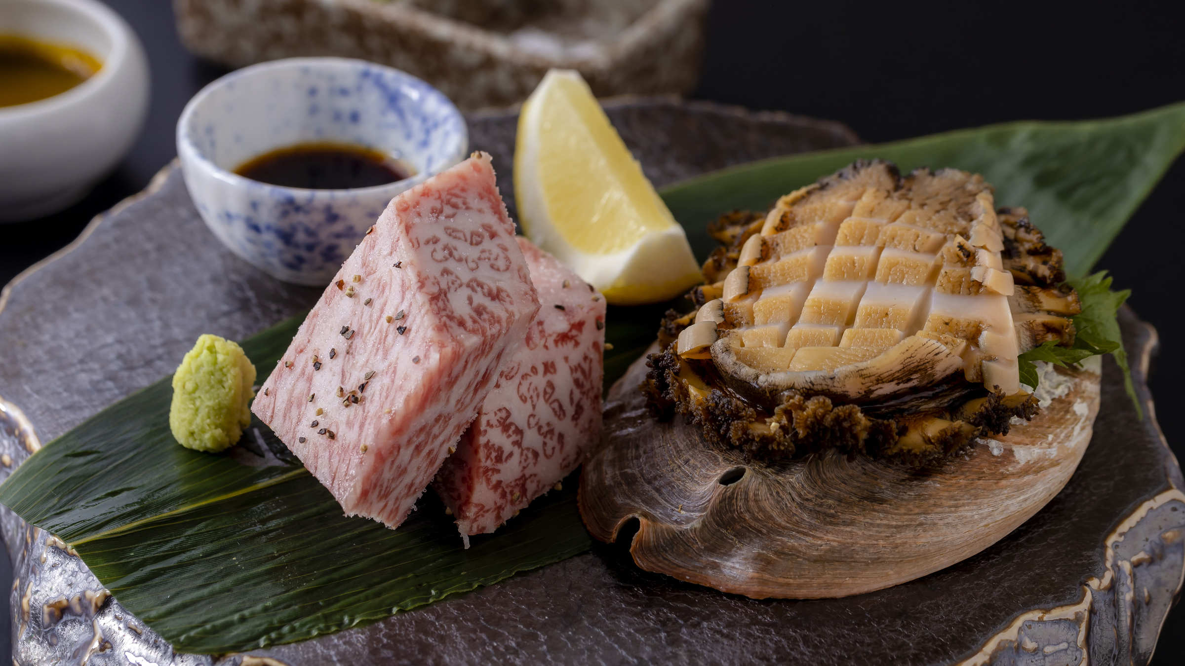 天然あわびと若狭牛の石焼付き！料理長おススメ会席プラン