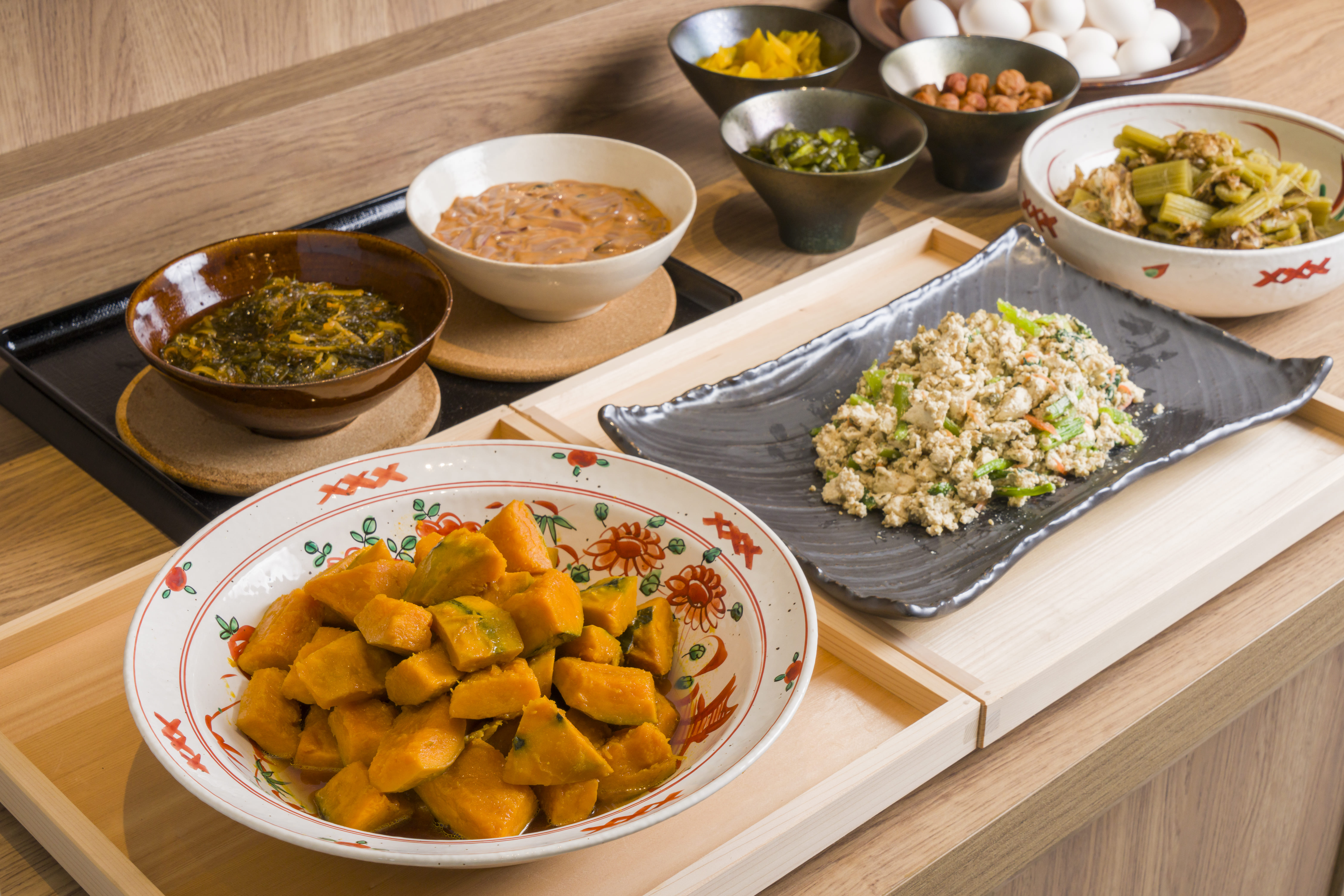 かぼちゃと山わさび等のお惣菜コーナー