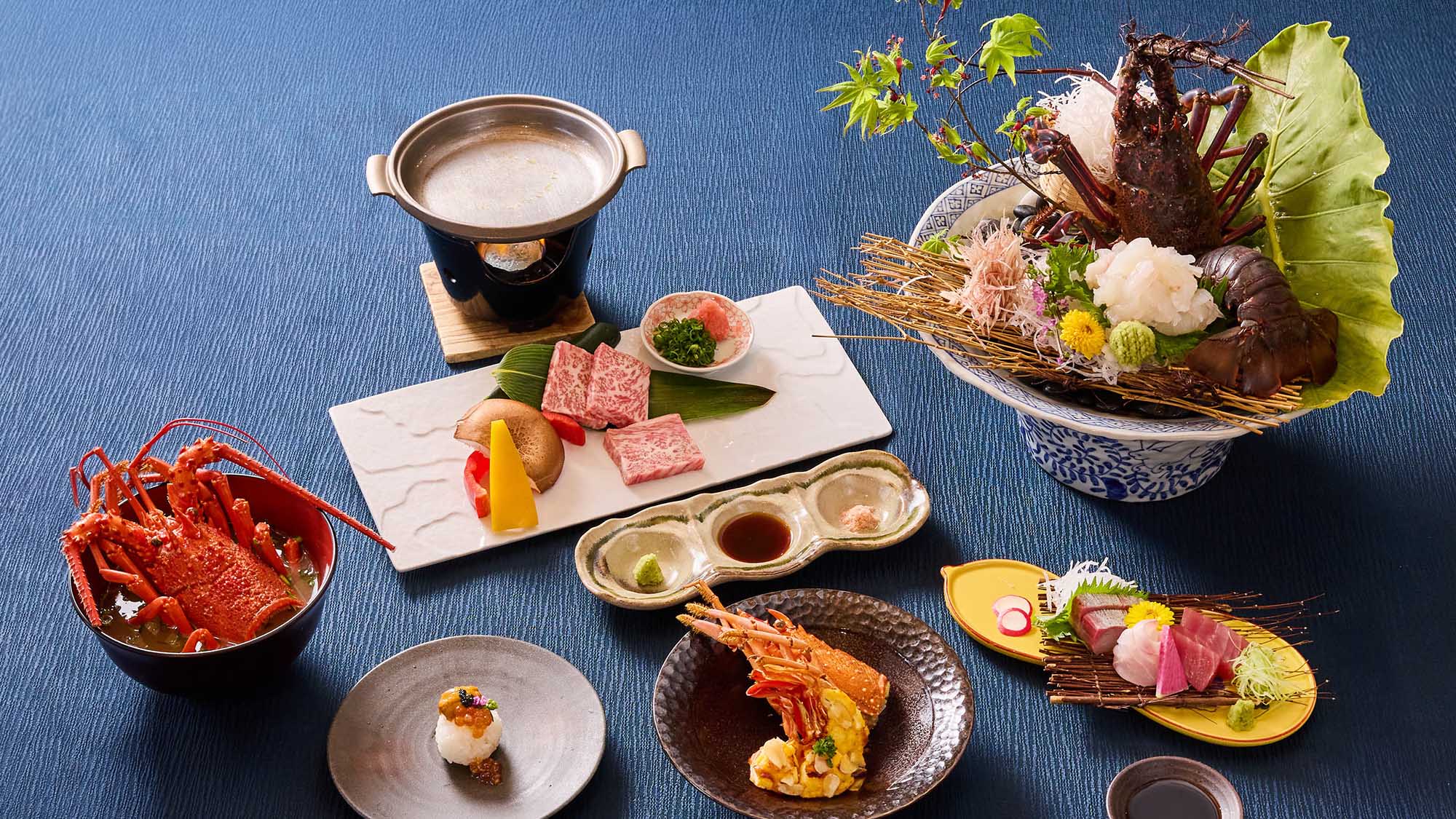 ・【ご夕食】伊勢海老づくし＆宮崎牛鉄板焼きコース　イメージ　