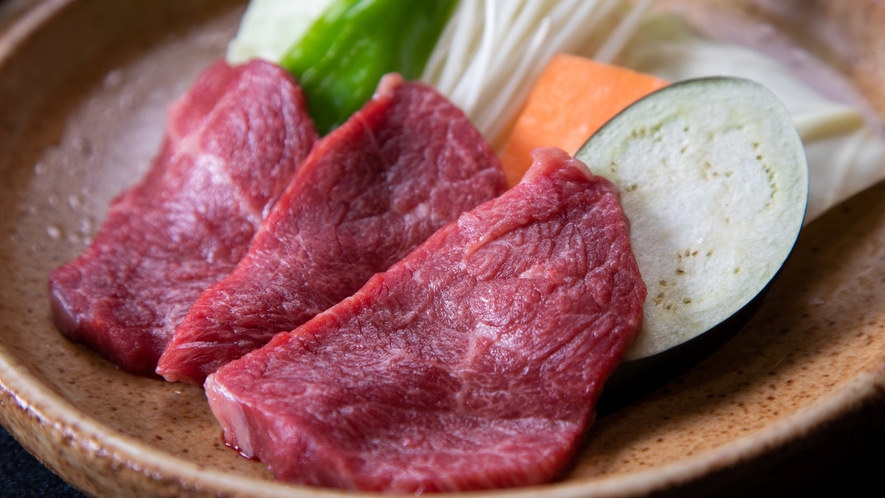 【夕食】牛肉の陶板焼き