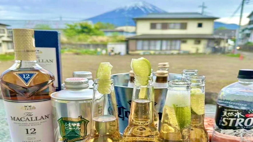 富士山を見ながら乾杯♪