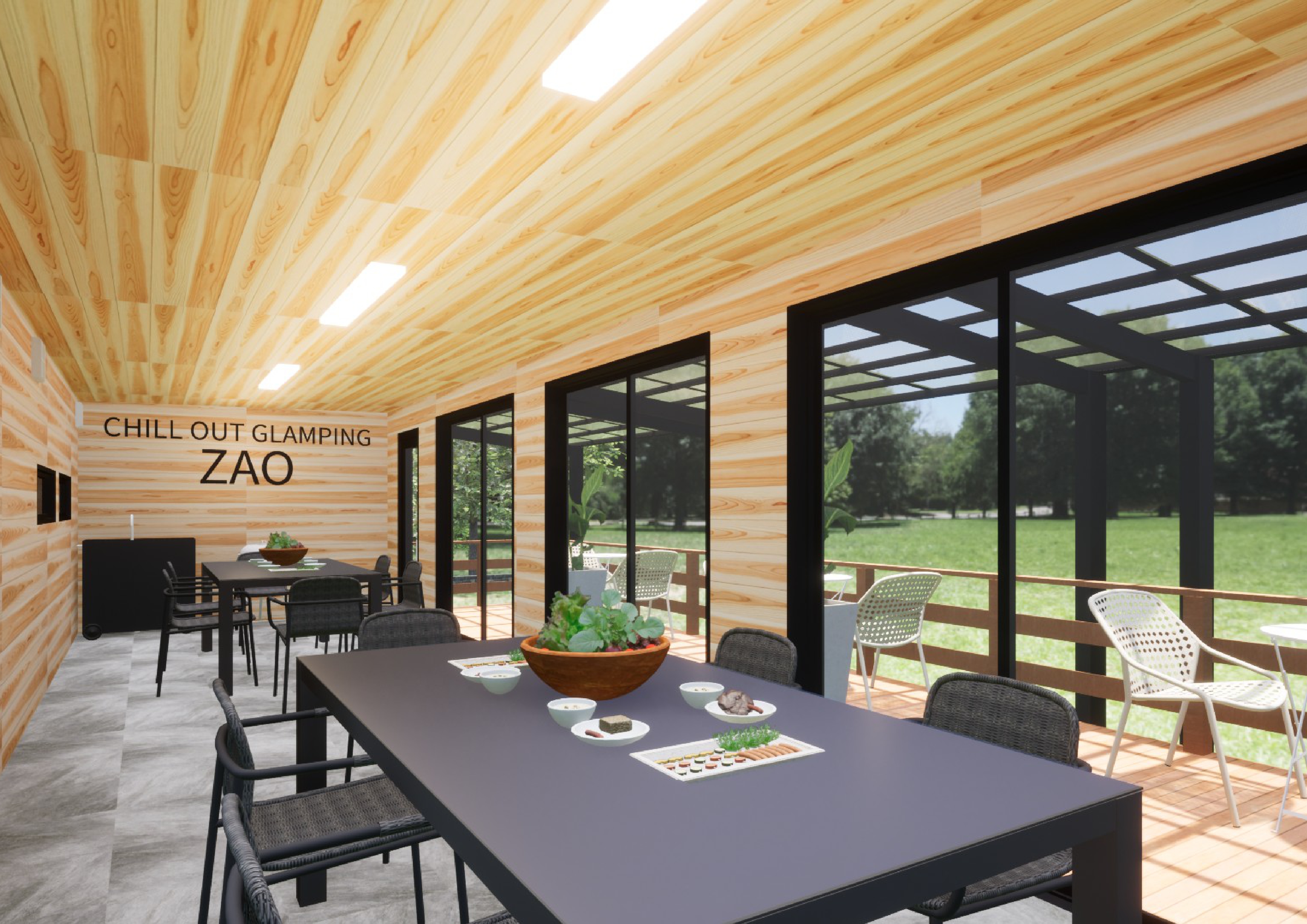 日帰りBBQ用トレーラーハウス内覧イメージ昼