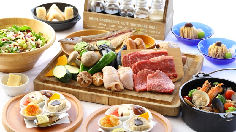 【グランピング】BBQ5品！♪朝食は約80種のバイキング♪(夕朝食付)