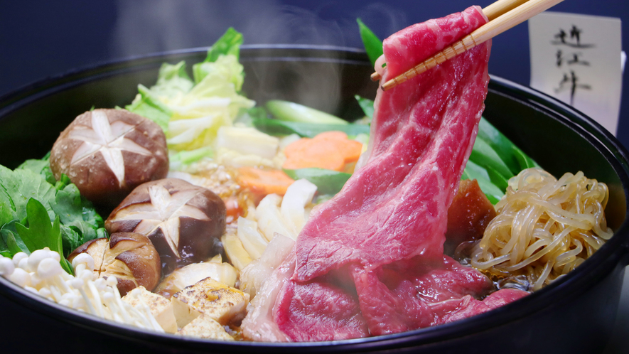 【近江牛すき焼き☆2食付き】滋賀の最高級肉”近江牛”を特製割り下でどうぞ！