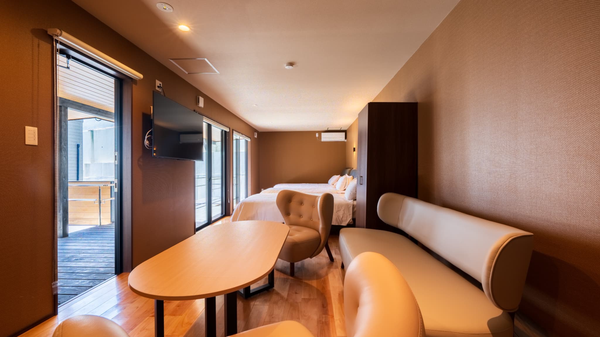 【スタンダードヴィラ／洋室／3ベッド】眺望なし