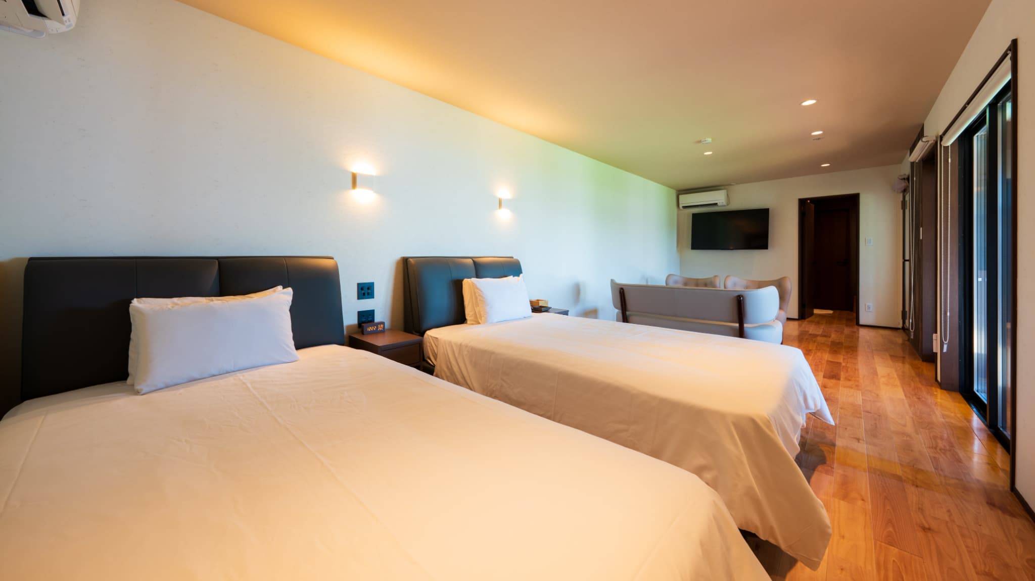 【スタンダードヴィラ／洋室／2ベッド】温泉・低温バレルサウナ付