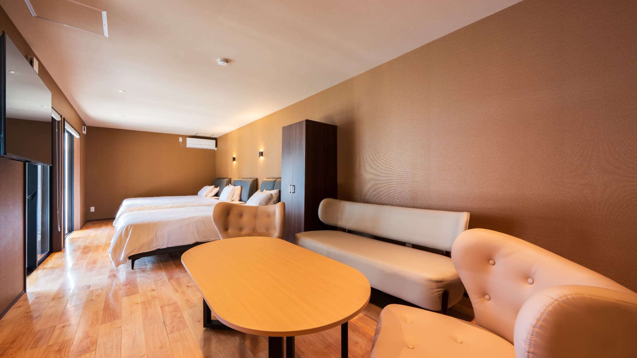 【スタンダードヴィラ／洋室／3ベッド】眺望なし