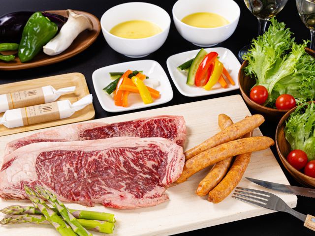 【プレミアム◆2食付】地元食材使用の特製コース！食通に愛される静岡牛「葵」を味わう贅沢BBQプラン