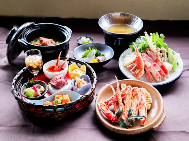 【デイユース】休憩｜貸切個室｜温泉入浴｜かにづくし花籠膳（焼き蟹・蟹すき鍋・蟹飯）